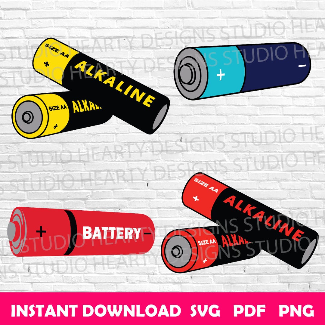 Alkaline Batteries SVG PNG PDF Clipart Digital Cut File Download for ...