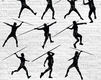 Paquete SVG de lanzamiento de jabalina: Archivos de corte vectorial de silueta (descarga digital)