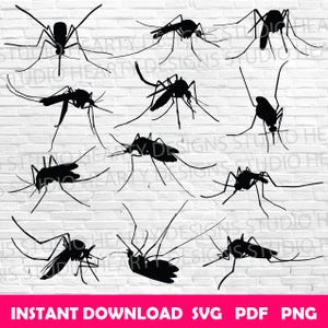 Mosquito Silhouette: Vector Clipart, SVG, PNG, PDF Files (Digital Download)