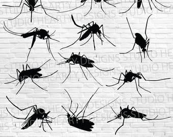Mosquito Silhouette: Vector Clipart, SVG, PNG, PDF Files (Digital Download)