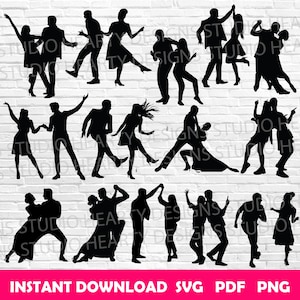 以下が含まれることがあります： ダンスするカップルのシルエットカットファイル。デジタルダウンロードには、SVG、PDF、PNGファイルが含まれています。すぐにダウンロードできます。