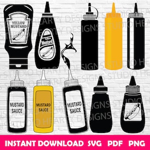 Mustard Sauce Bottle SVG Bundle: Vector Cut Files (Digital Download)
