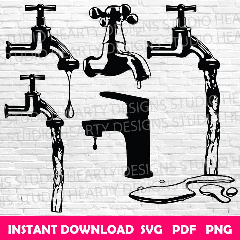 Svg Faucet Pattern Dripping Faucet SVG: Cut Files for Cricut Silhouette (digital Download ...