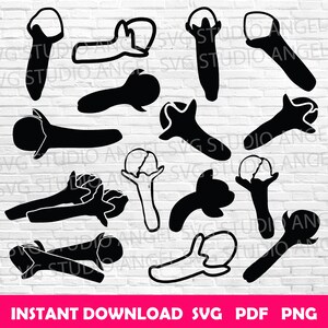 May include: A set of 12 black and white SVG cut files of cloves, a common spice used in cooking. The cloves are depicted in various positions and angles.