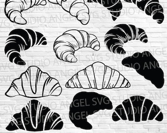 Croissant SVG Bundle: Clipart, Vector, Silhouette (Digital Download)