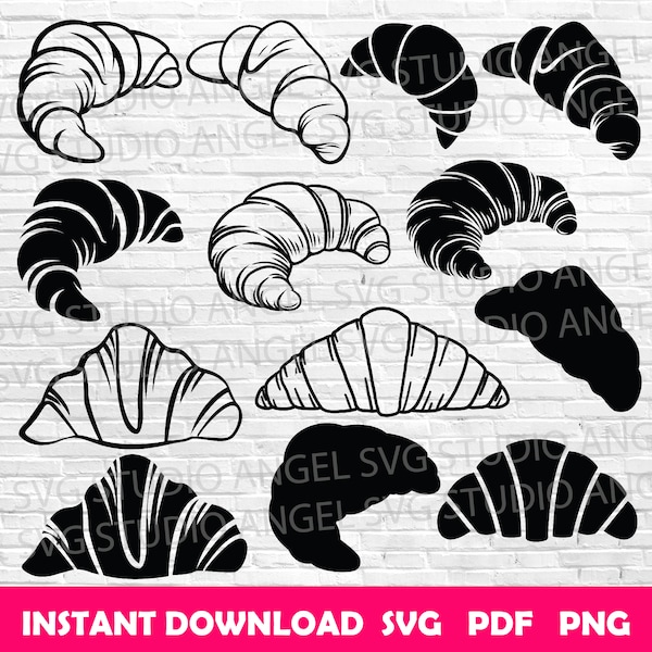 Croissant svg Croissant Cricut svg Croissant Clipart Croissant Vector Croissant Silhouette svg Croissant svg bundle Croissant  svg cut files