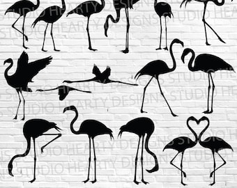 Flamingo SVG-paket: Klippfiler för Silhouette Cricut (digital nedladdning)