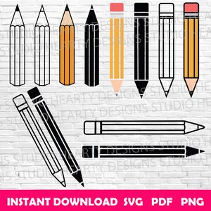 Pencil SVG Bundle: School Pencil Clipart, Vector Cut Files (Digital Download)