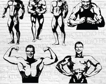 Bodybuilder SVG Bundle: Muscle Man Cut Files (Digital Download)