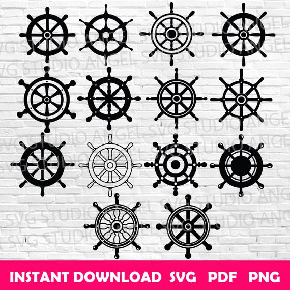 船の舵 SVG バンドル: 舵のカットファイル (デジタルダウンロード