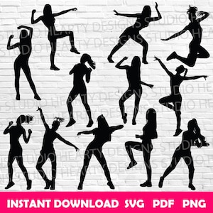 Zumba Girl SVG Bundle: Dance Fitness Silhouette (Digital Download)