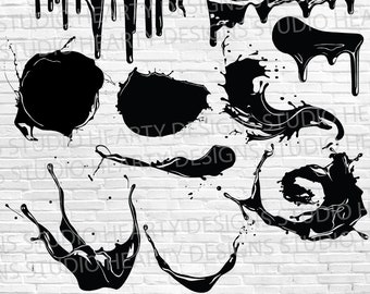 Paint Splash SVG-Bundle: Dripping Splatter Grafik (Digitaler Download)