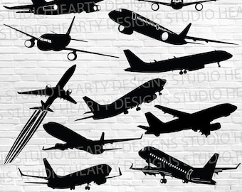 Airplane Silhouette SVG Bundle: Plane Vector Graphics (Digital Download)
