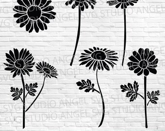 Daisy SVG Bundle: Vector Flower Cut Files (PDF, PNG Digital Download)