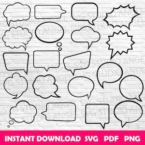 Tekstballon svg tekstballon Cricut tekstballon svg bundel tekstballon vector komische zeepbel svg tekstballon silhouet Comic bubbels