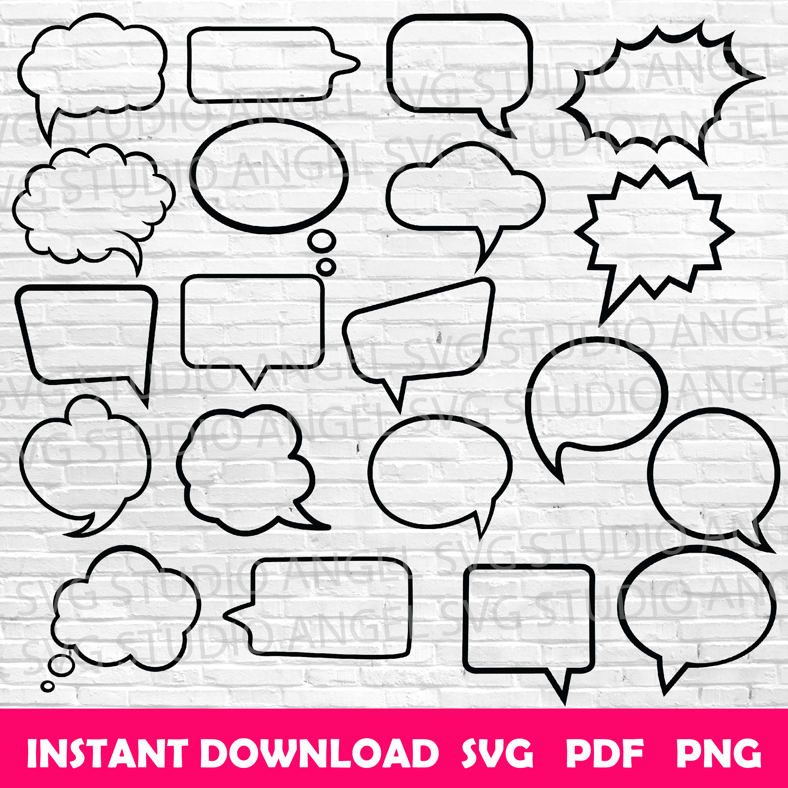 Comic Speech Bubble SVG Bundle: Vector Cut Files (Digital Download)