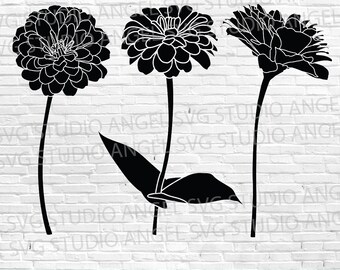 Zinnia Flower SVG Bundle: Cut Files, Clipart, Vector (Digital Download)
