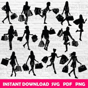 Vrouw winkelen svg meisje winkelen svg vrouw shopper svg vrouw winkelen Cricut vrouw shopper svg bundel meisje shopper svgcut shopper silhouette