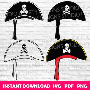 Pirate Hat SVG Bundle: Skull & Crossbones Clipart (Digital Download)