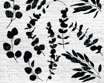 Eukalyptus SVG Bundle: Botanische Blätter Clipart, Vektor Gummi Baum Blätter (Digitaler Download)