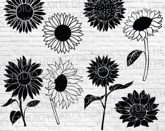 Sonnenblume SVG-Bundle: Florale Clipart, Vektordateien (Digitaler Download)
