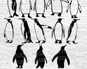 Penguin SVG Bundle: Silhouette Vector Clipart (Digital Download)