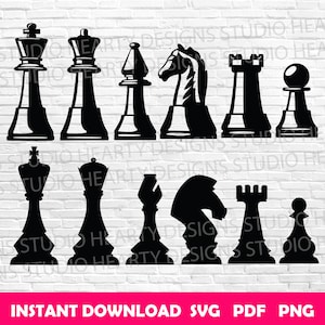 Lot de pièces d&#39;échecs SVG : fichiers vectoriels (téléchargement numérique)