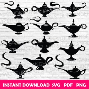 Magic Lamp SVG: Alladin Lamp Cut Files, Clipart for Silhouette Cricut (Digital Download)