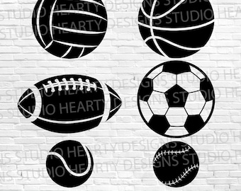 Sports Ball SVG Bundle: Football, Baseball, Tennis (Digital Download)