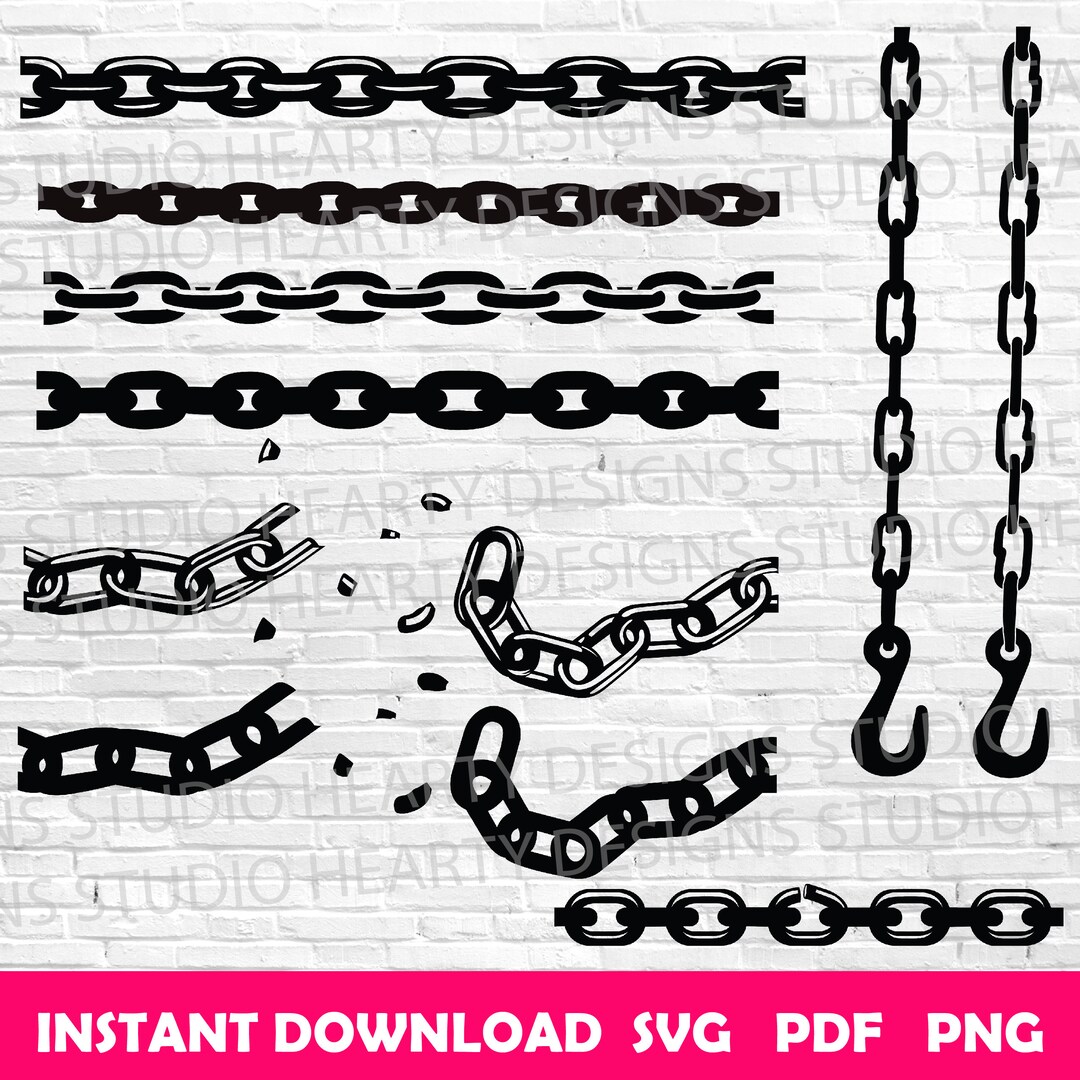 Metal Chain SVG Bundle: Iron & Steel Chain Cut Files (digital Download ...