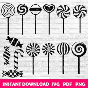 Candy SVG Bundle: Lollipop & Sweets Silhouette Cut Files (Digital Download)