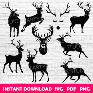 Reindeer svg Christmas Reindeer svg Reindeer Cricut Reindeer Clipart Reindeer Vector Reindeer silhouette Reindeer svgcut Reindeer svg bundle