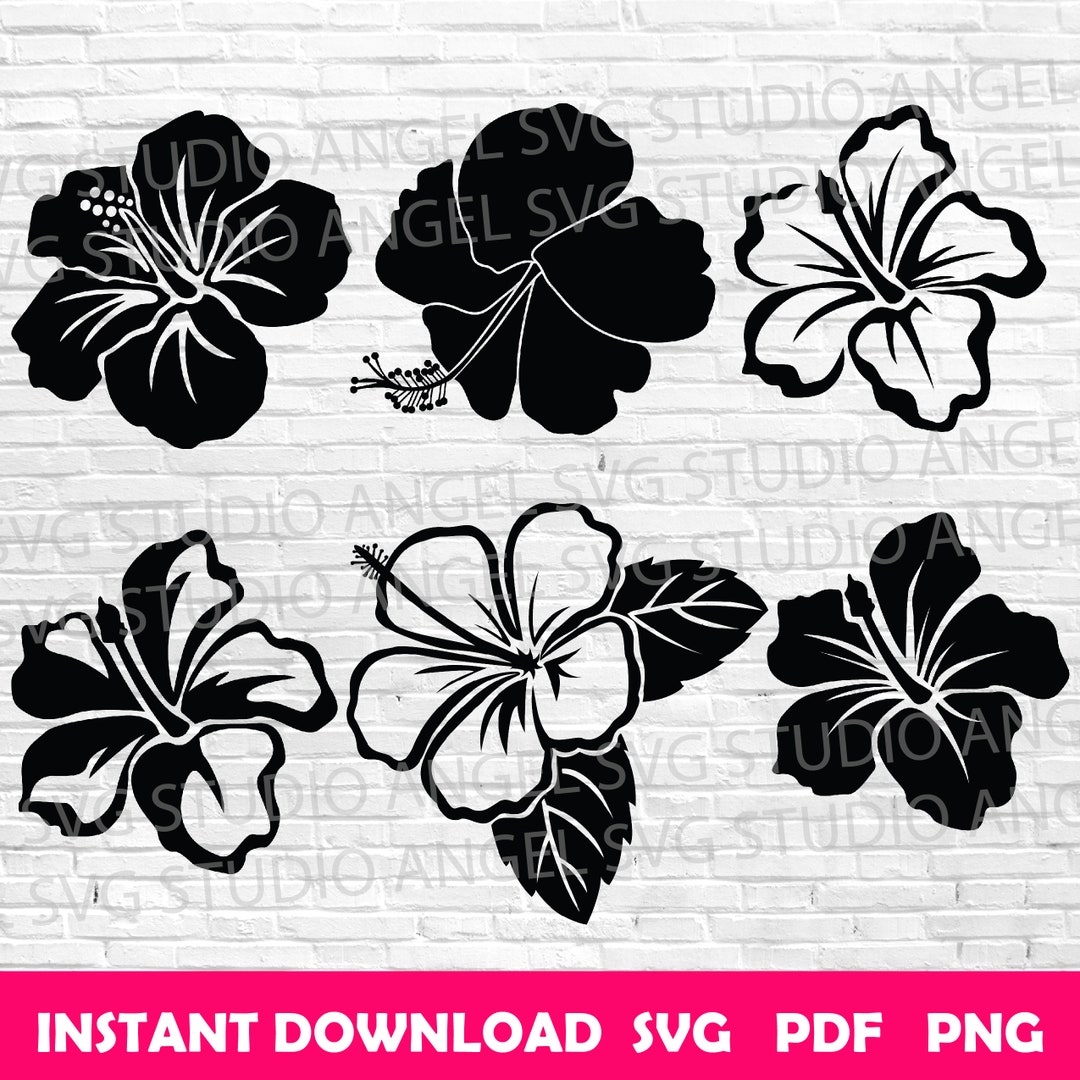 Hibiscus Flower SVG Bundle: Tropical Floral Clipart (digital Download ...