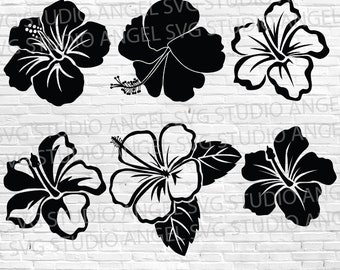Hibiskus Blumen SVG Bundle: Tropische Blumen Clipart (digitaler Download)