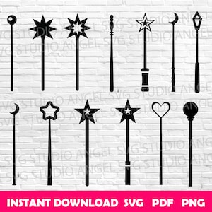 Baguette magique svg Magic Stick svg Magic Stick Cricut Fairy Stick svg Baguette magique de fée Vector silhouette baguette magique Bundle svg baguette magique