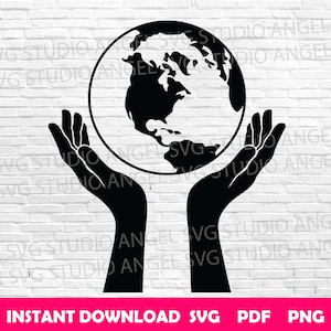 Globe in hands svg World in hands svg Hands holding Earth Cricut svg Globe in hands silhouette Globe in hands Vector Earth in hands svg cut