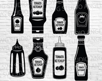 Ketchup Bottle SVG Bundle: Tomato Ketchup Cut Files (Digital Download)