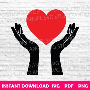 Mani che tengono il cuore svg Cuore nelle mani svg Mani che tengono il cuore Cricut Simbolo di beneficenza svg Cuore con le mani Vettore Cuore nelle mani svg file di taglio