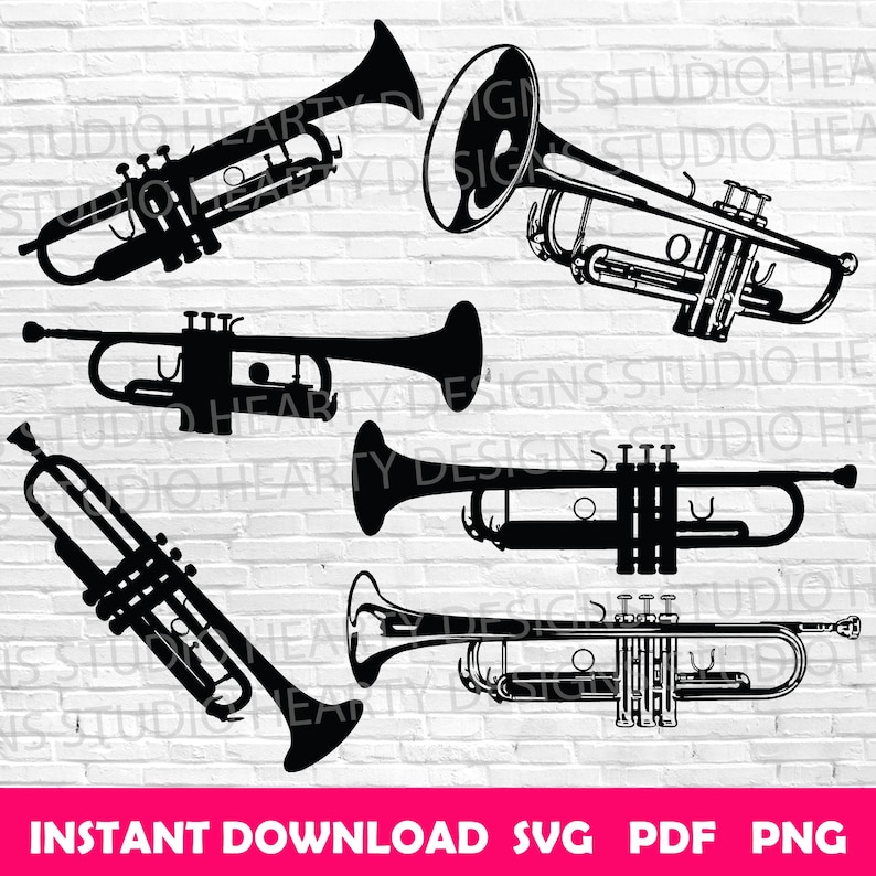 Trumpet SVG Bundle: Cut Files for Silhouette Cricut (digital Download ...