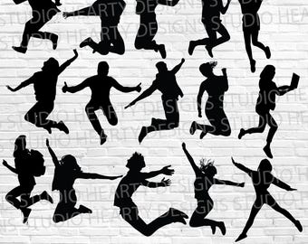 Jumping People Silhouette: SVG, PDF, PNG Bundle (Digital Download)