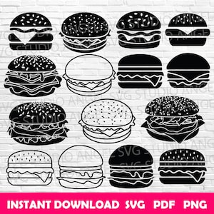 Burger svg Hamburger svg Burger Cricut Hamburger Cricut Burger Vector Burger silhouette Hamburger silhouette Burger svg cut Burger svgbundle