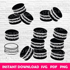 Macaron SVG-paket: Cookie Clipart, Cricut Cut-filer (digital nedladdning)
