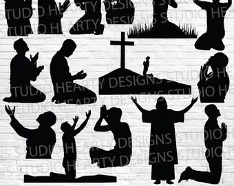 Praying Man Silhouette SVG Bundle: Christian Art (Digital Download)