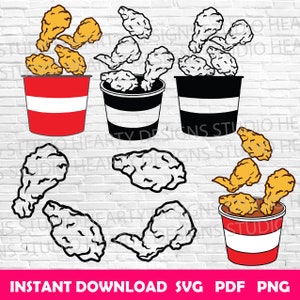 Svg de poulet frit, poulet frit, svg de poulet frit, fichiers coupés, poulet frit Cricut, poulet frit, vecteur de poulet frit, svg