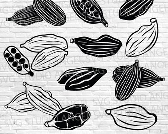 Cardamom Pods SVG Bundle: Spice Silhouette Vector (Digital Download)