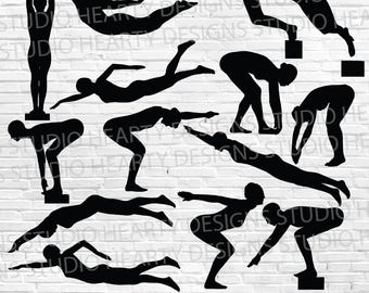 Female Swimmer SVG Bundle: Woman Swimmer Silhouette (Digital Download)