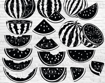 Watermelon SVG Bundle: Fruits Silhouette Vector (Digital Download)