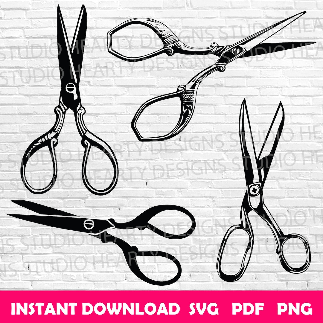 Vintage Scissors SVG Bundle: Cut Files for Silhouette Cricut (digital ...