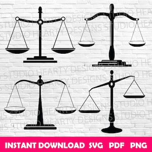 Scales of Justice SVG Bundle: Weight Scales Clipart (Digital Download)