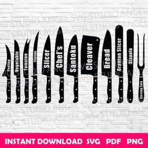 Kitchen Knives SVG Bundle: Chef & Butcher Knife Cut Files (Digital Download)